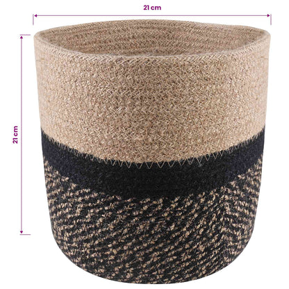 Plantenpot Set 2 Pcs Naturel En Zwart Ø 21 X 21 Cm