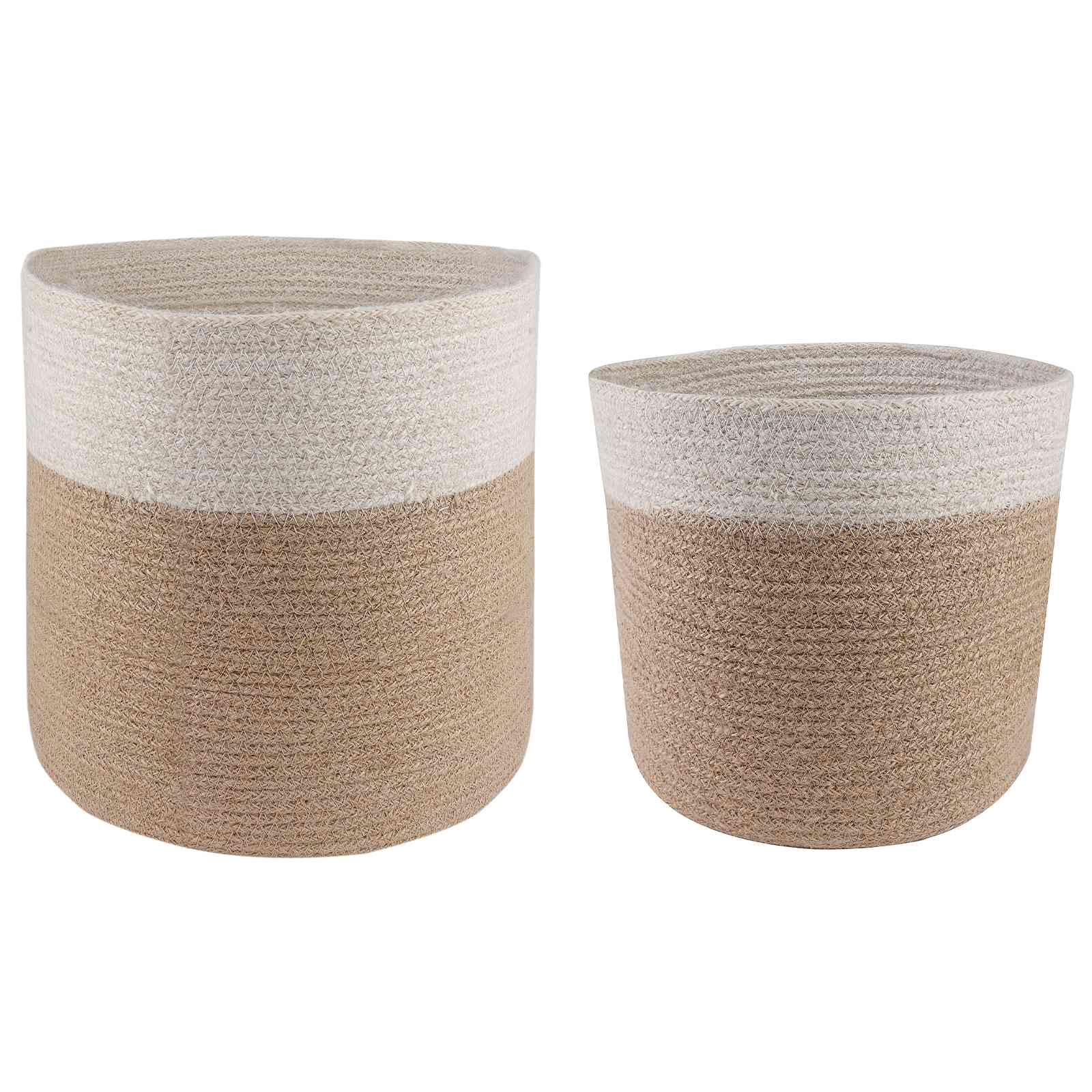 Plantenpot Set 2 Pcs Natuurlijk En Wit Ø 28 X 28 Cm