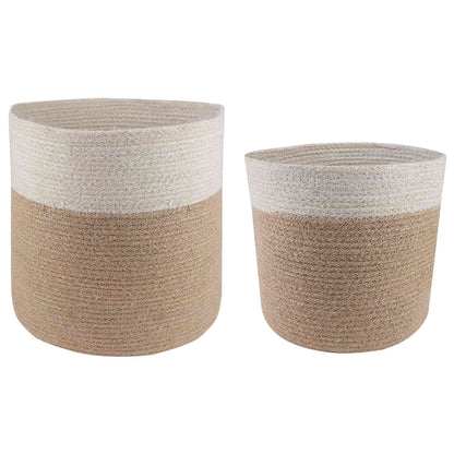 Plantenpot Set 2 Pcs Natuurlijk En Wit Ø 28 X 28 Cm