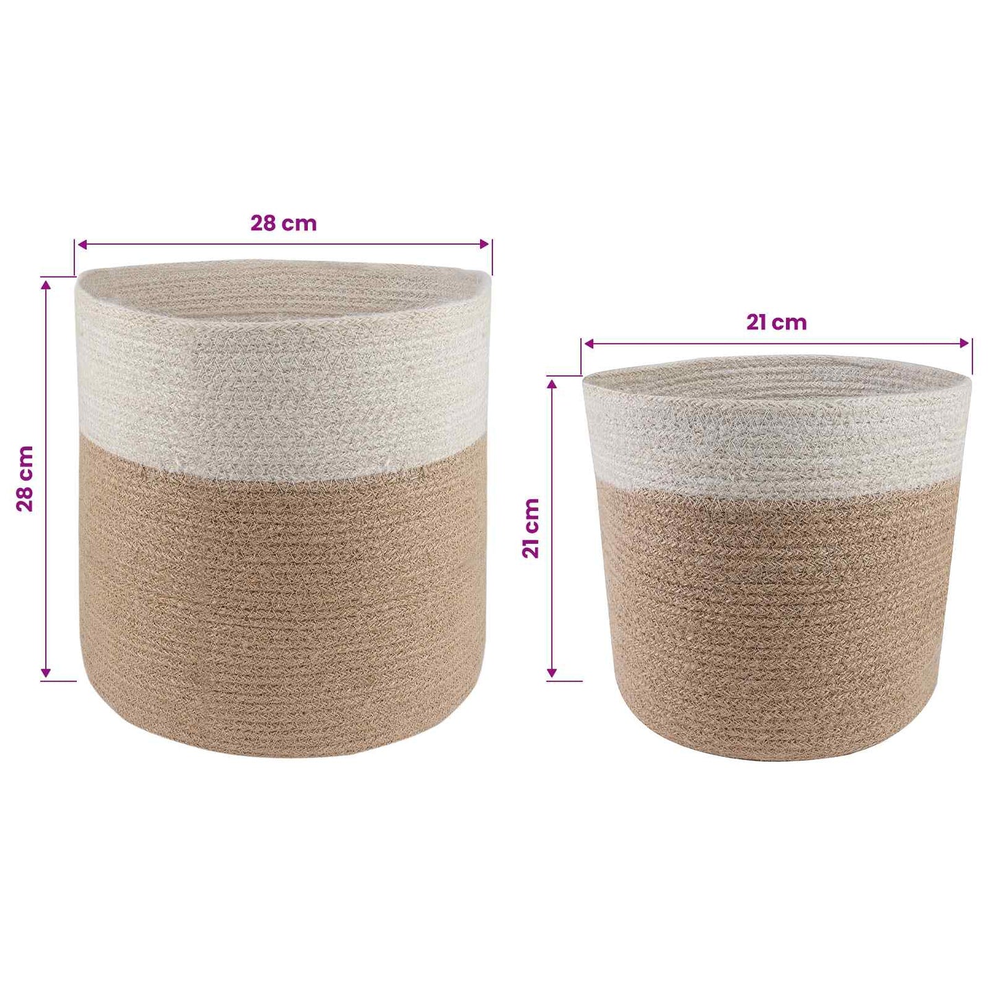 Plantenpot Set 2 Pcs Natuurlijk En Wit Ø 28 X 28 Cm