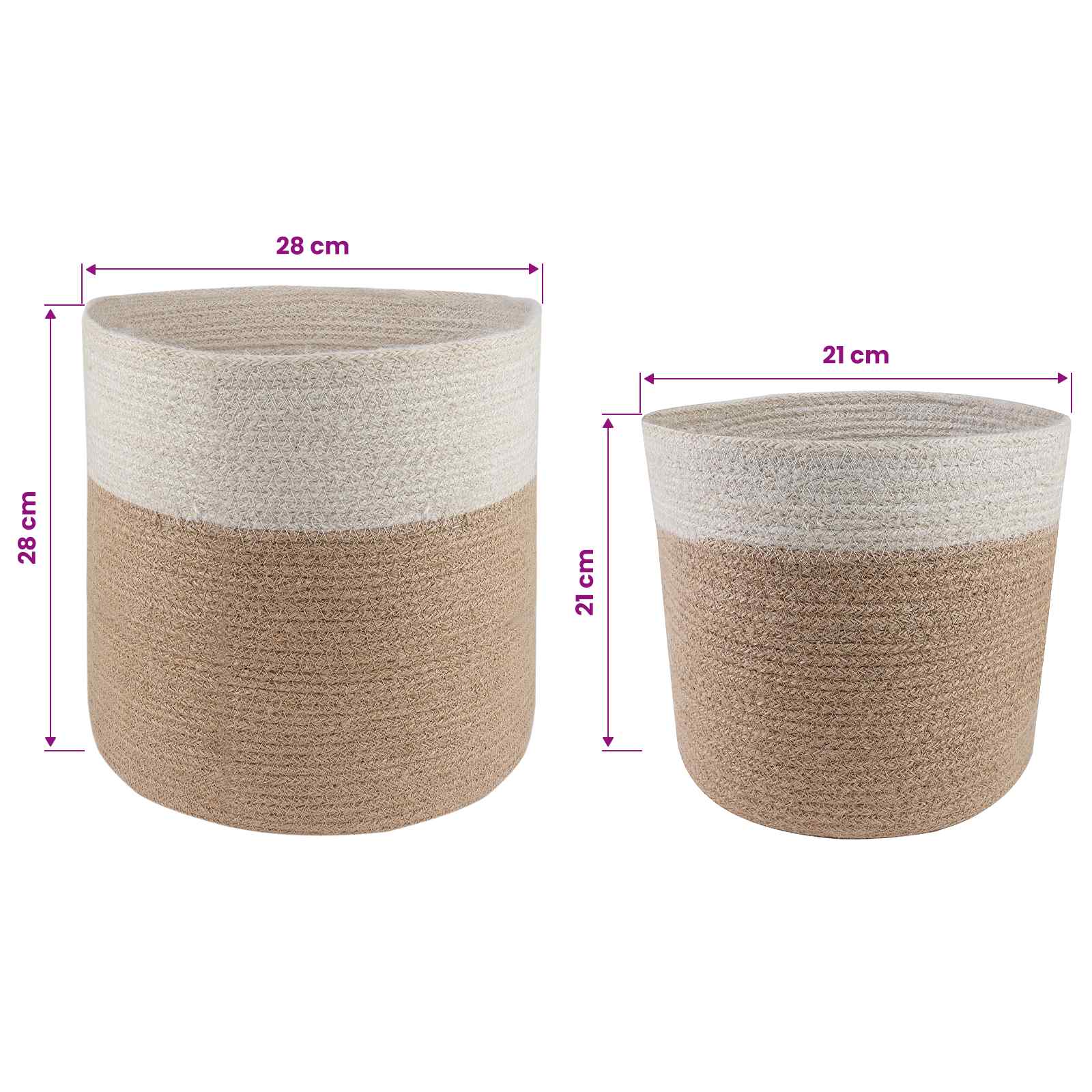 Plantenpot Set 2 Pcs Natuurlijk En Wit Ø 28 X 28 Cm