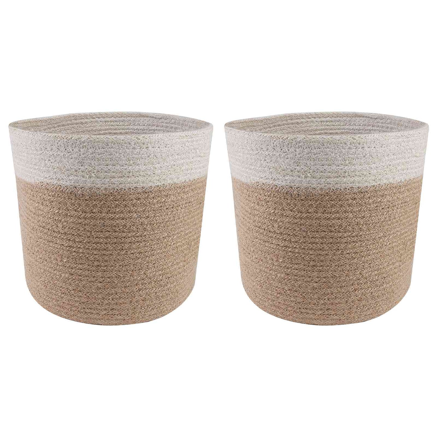 Plantenpot Set 2 Pcs Natuurlijk En Wit Ø 21 X 21 Cm