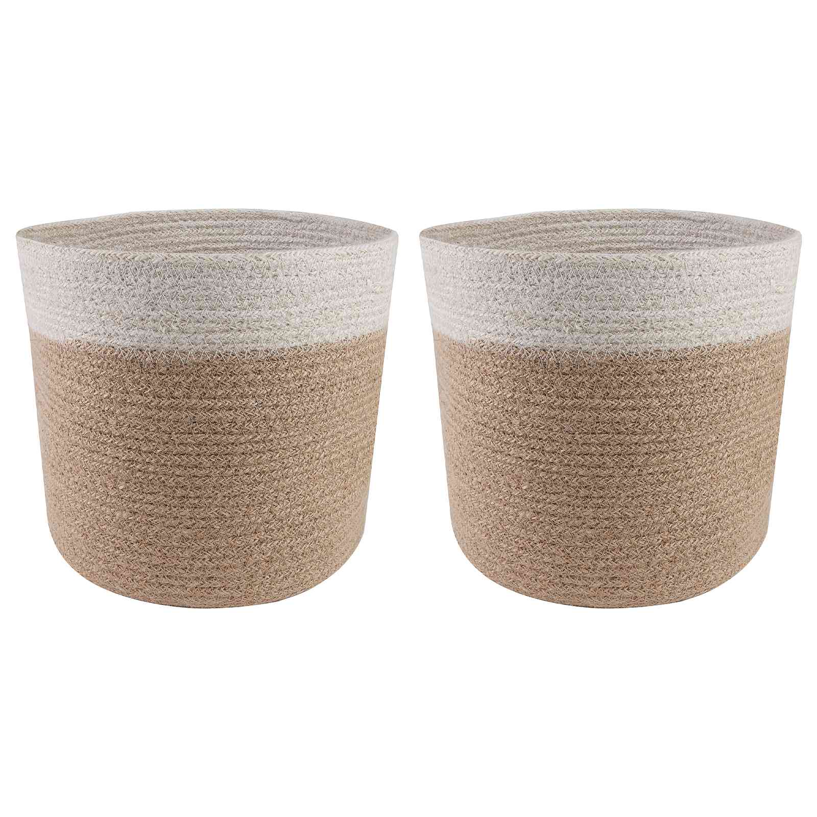 Plantenpot Set 2 Pcs Natuurlijk En Wit Ø 21 X 21 Cm