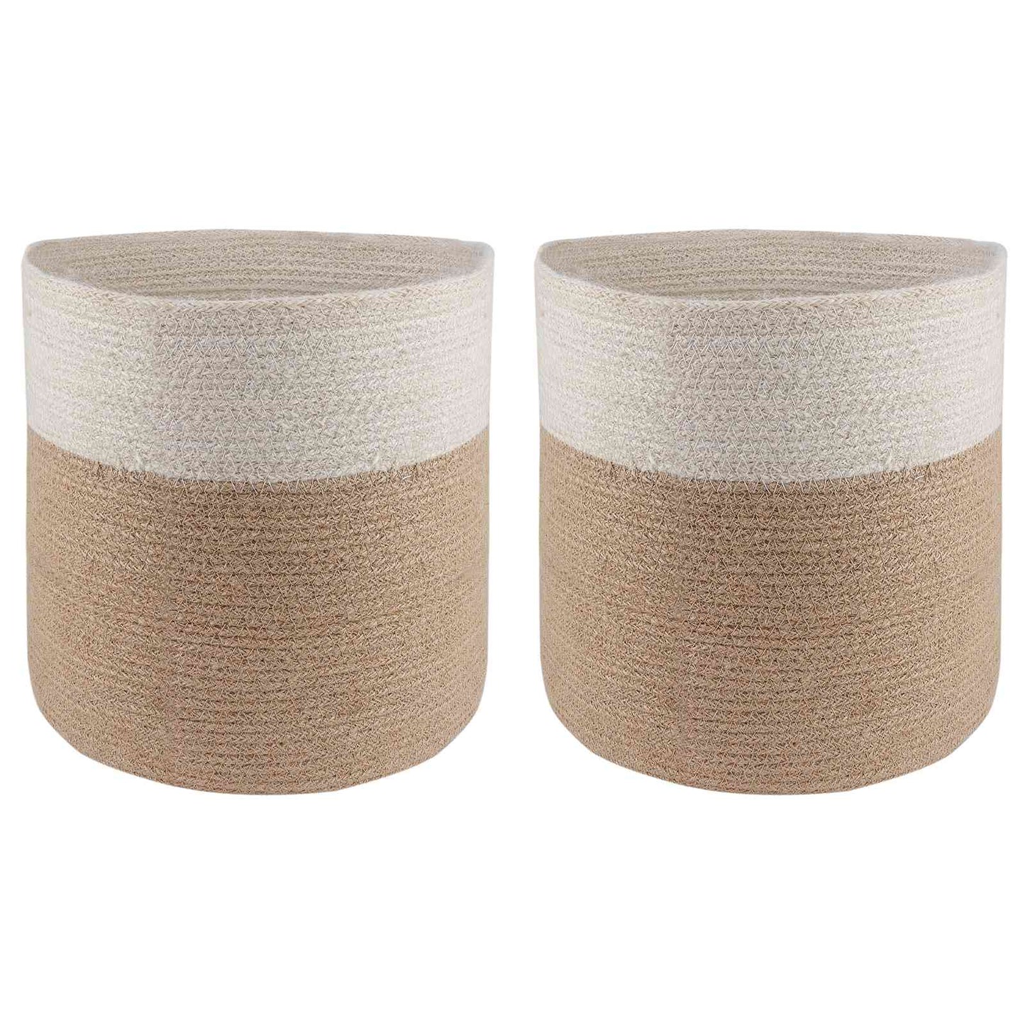Plantenpot Set 2 Pcs Natuurlijk En Wit Ø 28 X 28 Cm