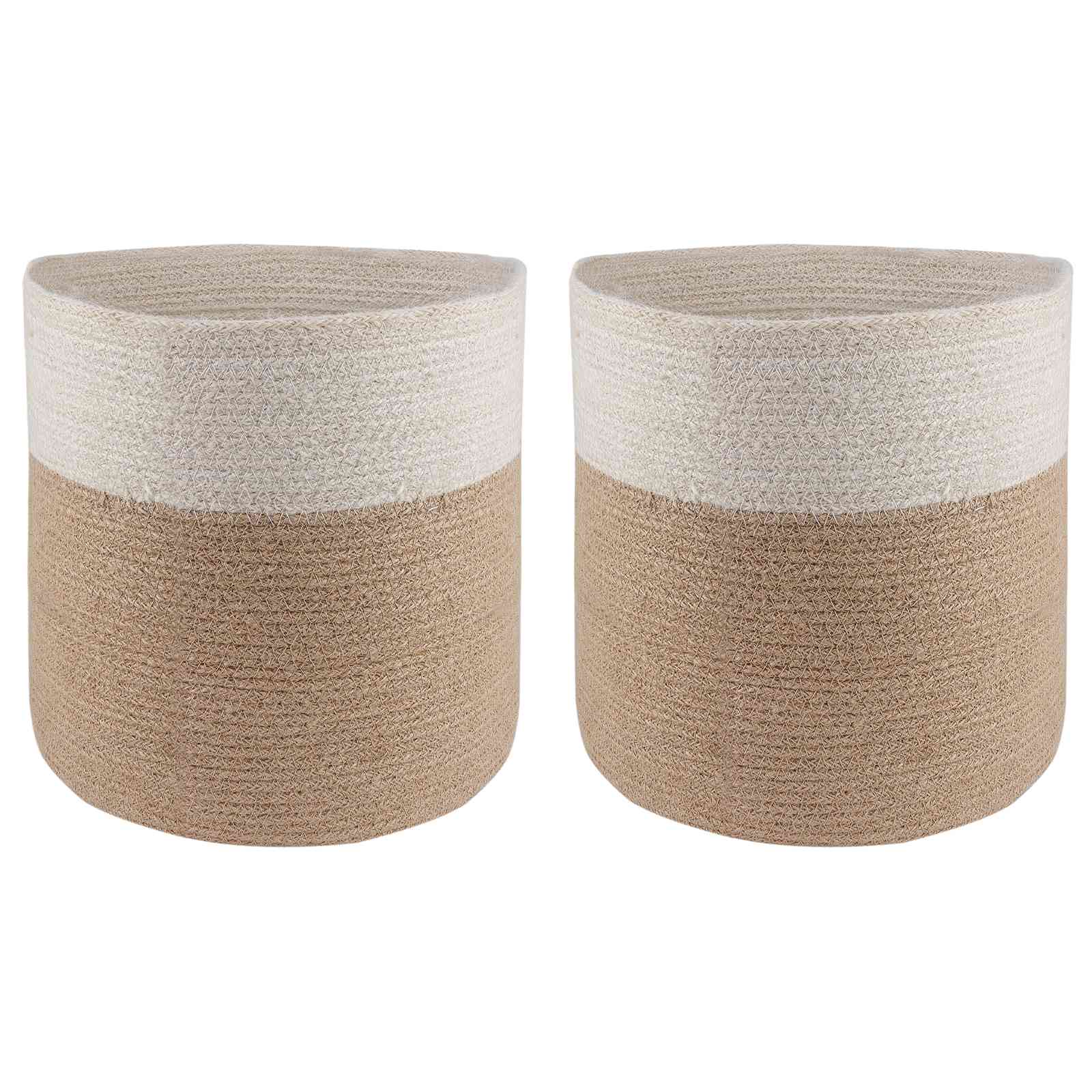 Plantenpot Set 2 Pcs Natuurlijk En Wit Ø 28 X 28 Cm