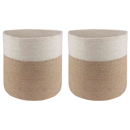Plantenpot Set 2 Pcs Natuurlijk En Wit Ø 28 X 28 Cm