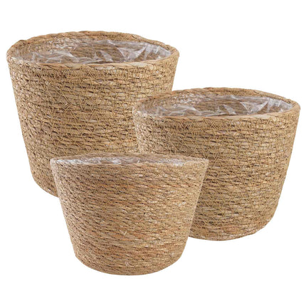 Zeegras Plantenmanden 3 Pcs Ø26 X 19 Cm 100% Zeegras