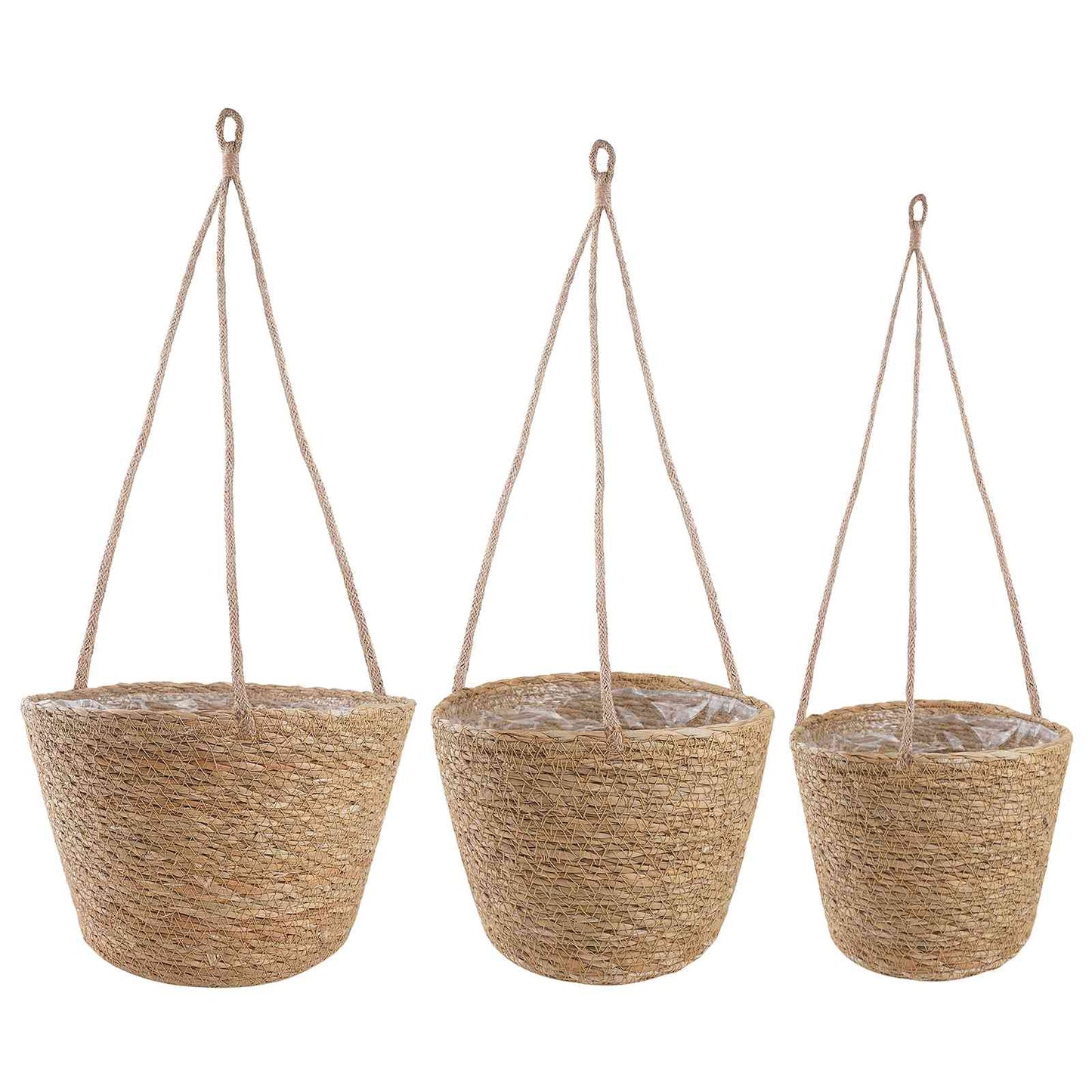 Zeegras Plantenmanden 3 Pcs Naturel Ø26 X 19 Cm 100% Zeegras