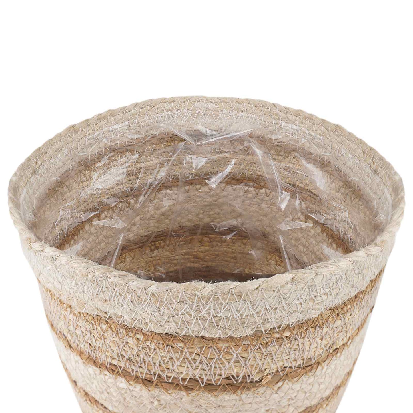 Zeegras Plantenmanden 3 Pcs Natuurlijk, Wit En Beige