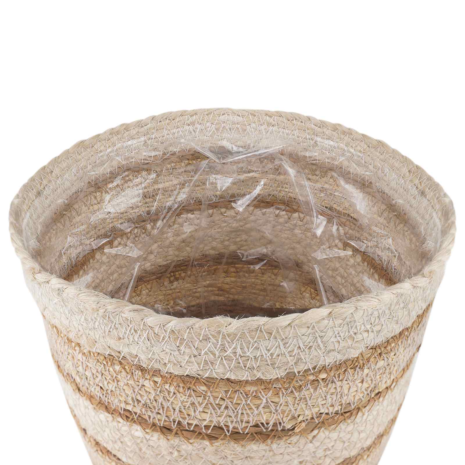 Zeegras Plantenmanden 3 Pcs Natuurlijk, Wit En Beige