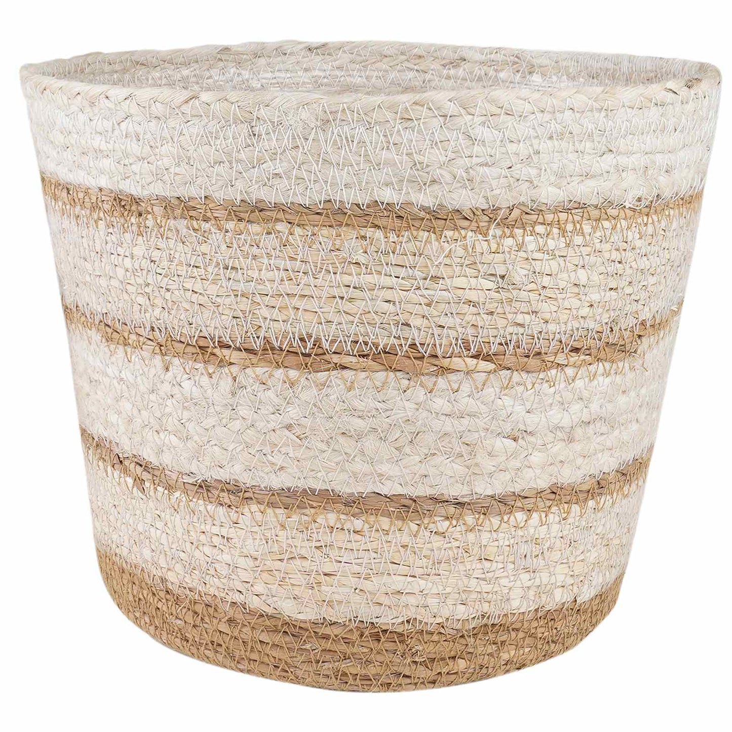 Zeegras Plantenmanden 3 Pcs Natuurlijk, Wit En Beige