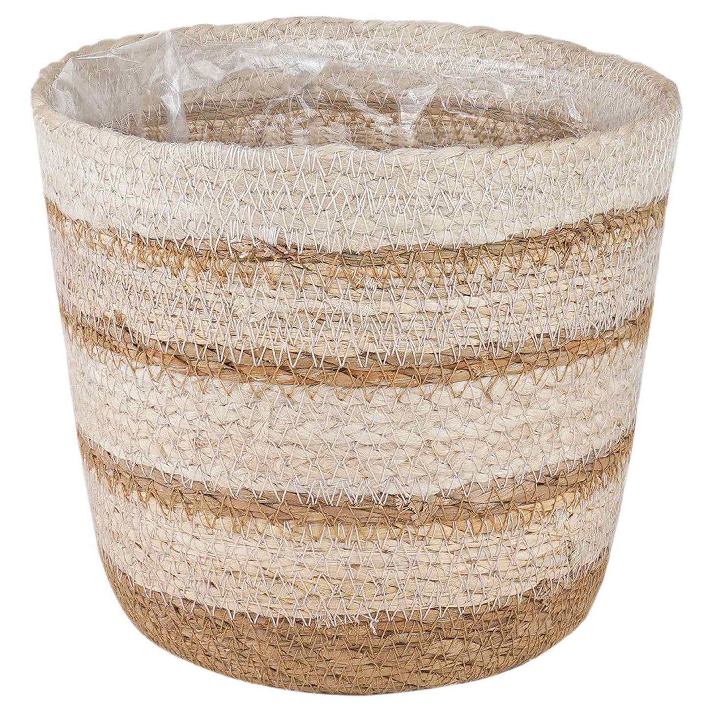 Zeegras Plantenmanden 3 Pcs Natuurlijk, Wit En Beige