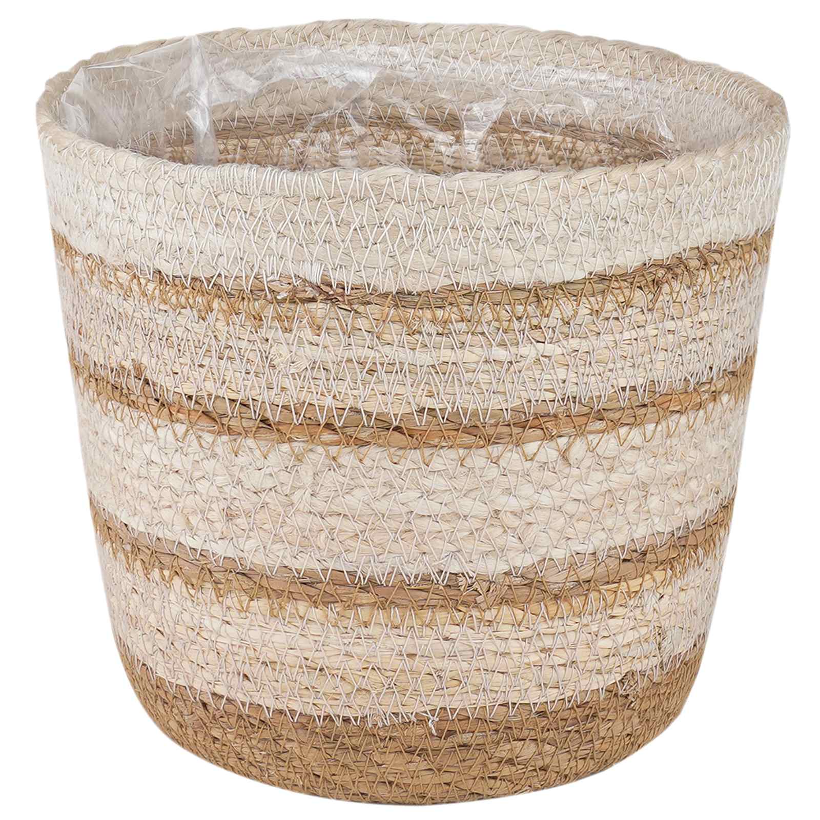 Zeegras Plantenmanden 3 Pcs Natuurlijk, Wit En Beige