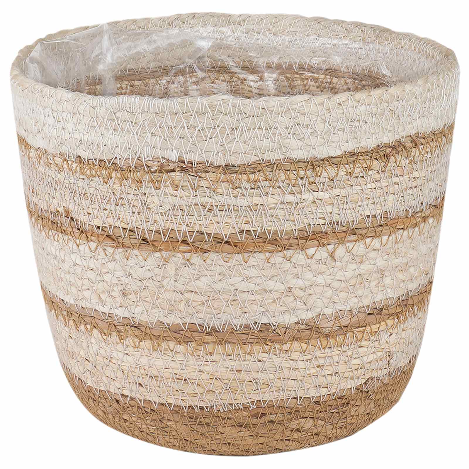 Zeegras Plantenmanden 3 Pcs Natuurlijk, Wit En Beige
