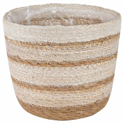 Zeegras Plantenmanden 3 Pcs Natuurlijk, Wit En Beige