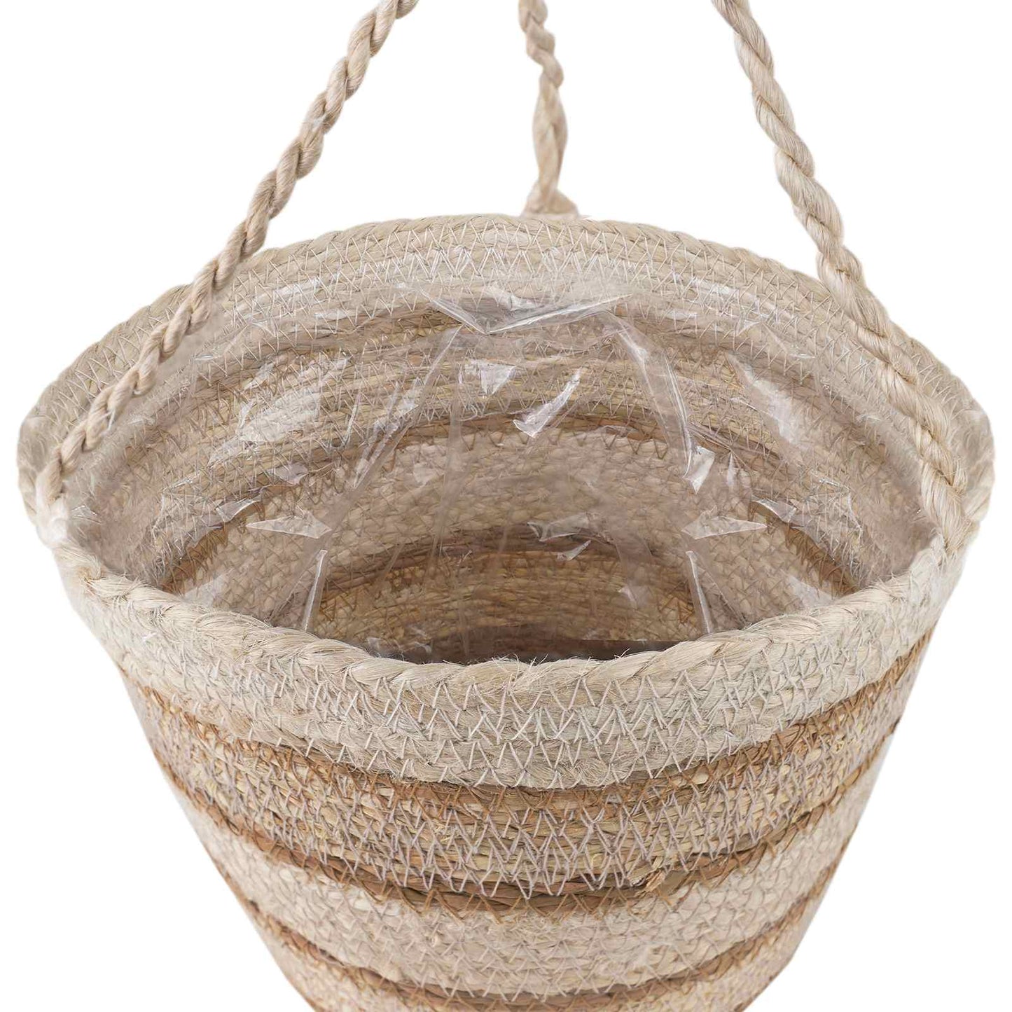 Zeegras Plantenmanden 3 Pcs Natuurlijk, Wit En Beige