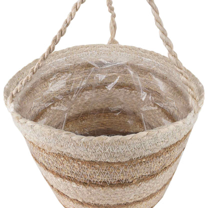Zeegras Plantenmanden 3 Pcs Natuurlijk, Wit En Beige