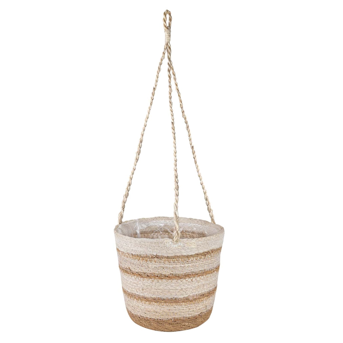 Zeegras Plantenmanden 3 Pcs Natuurlijk, Wit En Beige