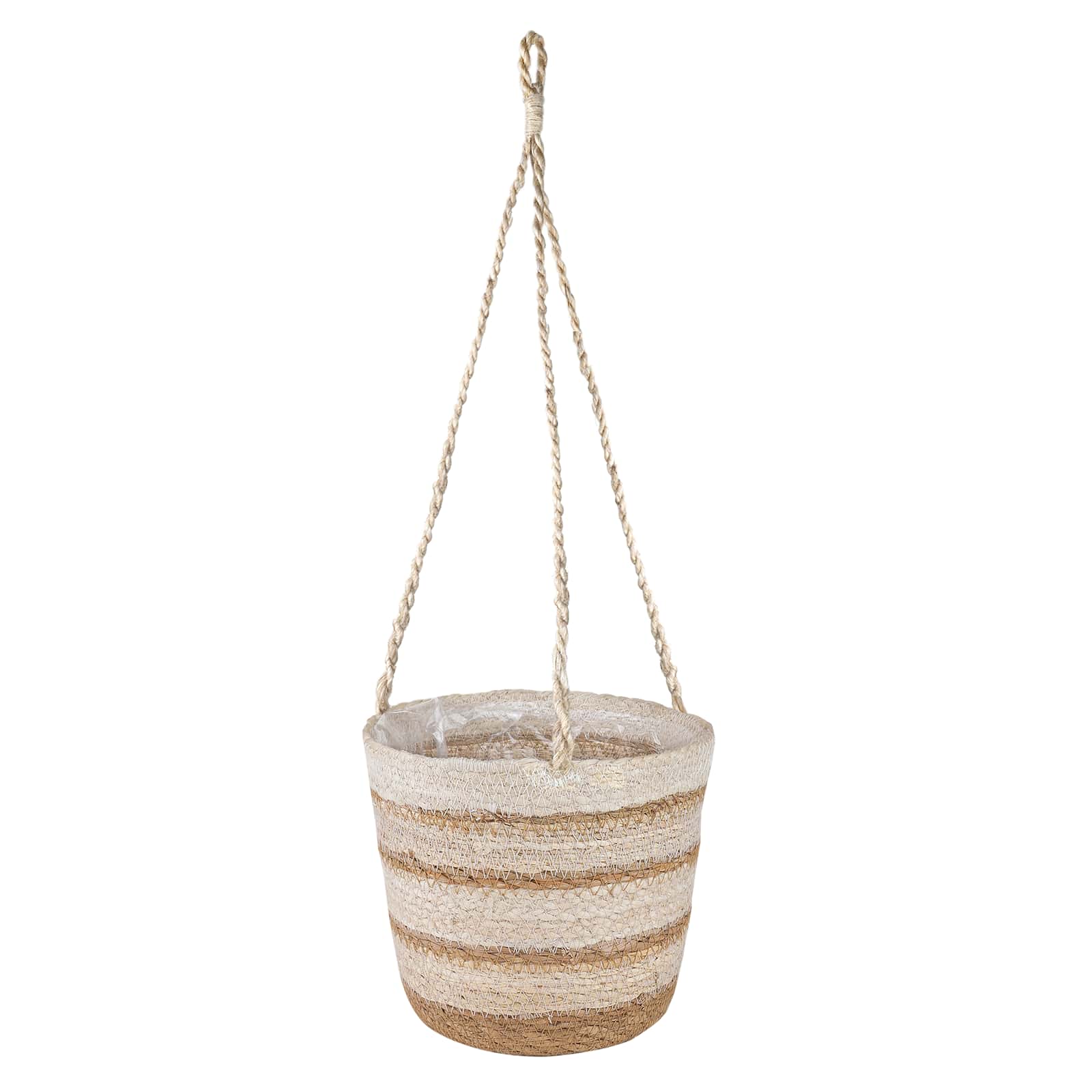 Zeegras Plantenmanden 3 Pcs Natuurlijk, Wit En Beige