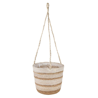 Zeegras Plantenmanden 3 Pcs Natuurlijk, Wit En Beige
