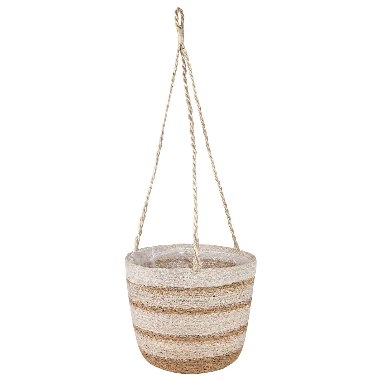 Zeegras Plantenmanden 3 Pcs Natuurlijk, Wit En Beige