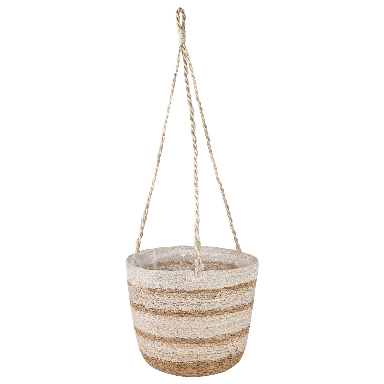 Zeegras Plantenmanden 3 Pcs Natuurlijk, Wit En Beige