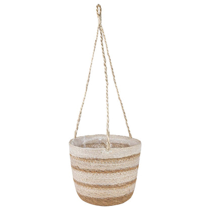 Zeegras Plantenmanden 3 Pcs Natuurlijk, Wit En Beige