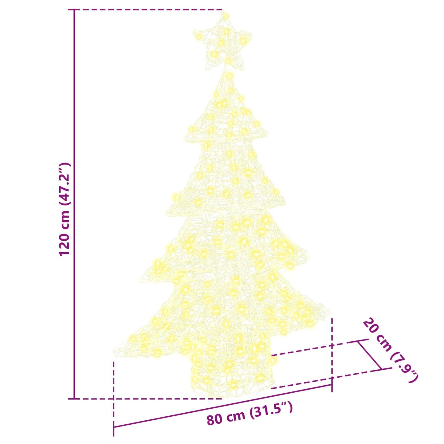 Kerstboom met 100 LED Warmwit 120 cm Acryl