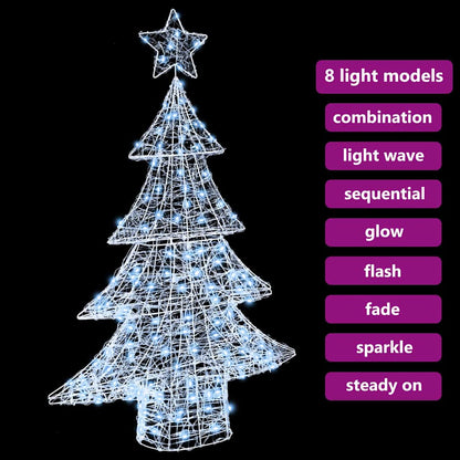 Kerstboom met 100 LED Koudwit 122 cm Acryl
