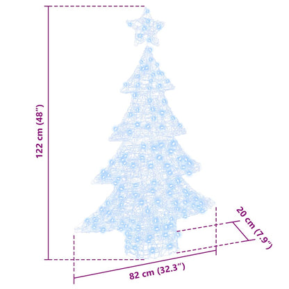 Kerstboom met 100 LED Koudwit 122 cm Acryl
