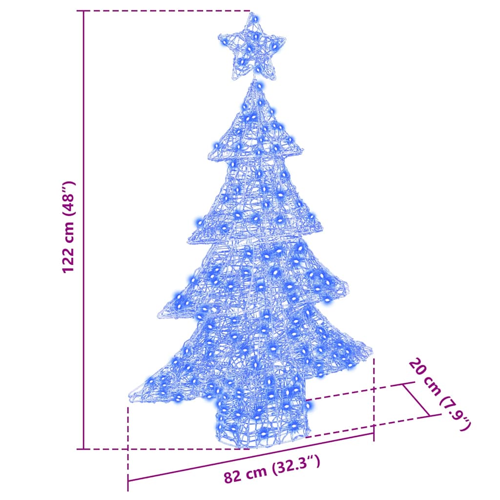Kerstboom met 100 LED Blauw 122 cm Acryl