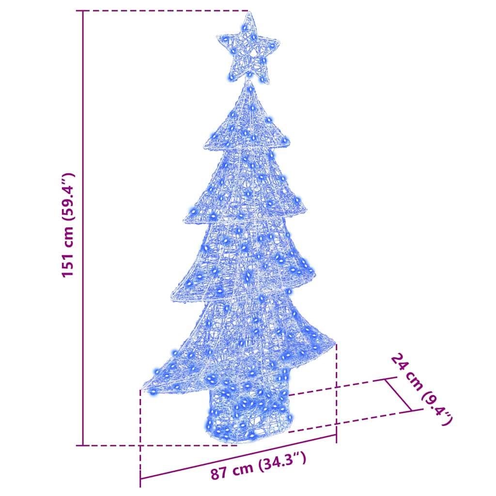 Kerstboom met 160 LED Blauw 150 cm Acryl