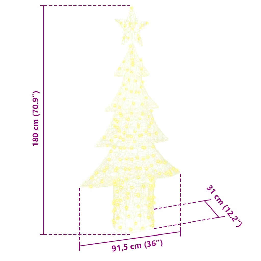 Kerstboom met 240 LED Warmwit 180 cm Acryl