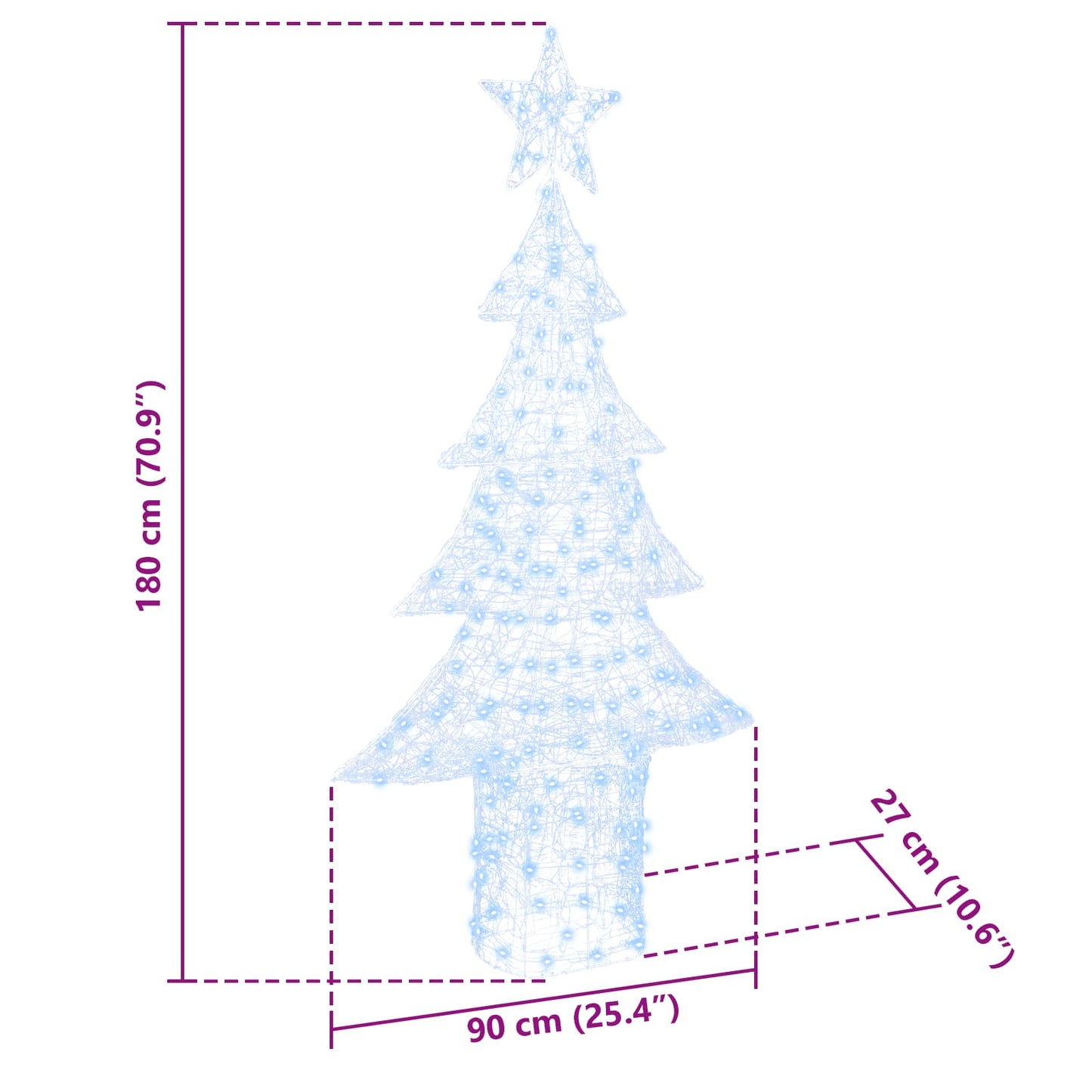 Kerstboom met 240 LED Koudwit 180 cm Acryl