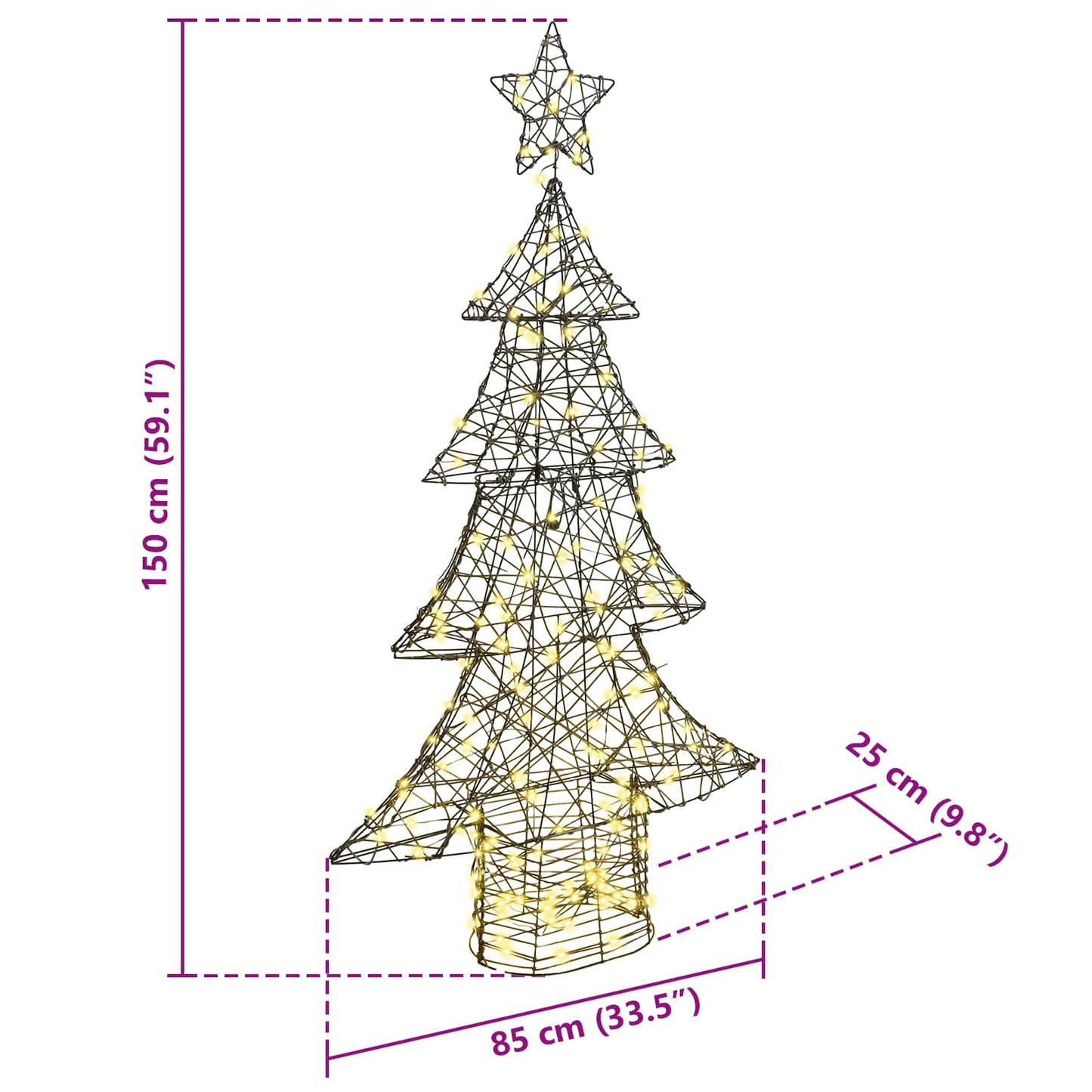 Kerstboom met 160 LED Warmwit 150 cm Rattan