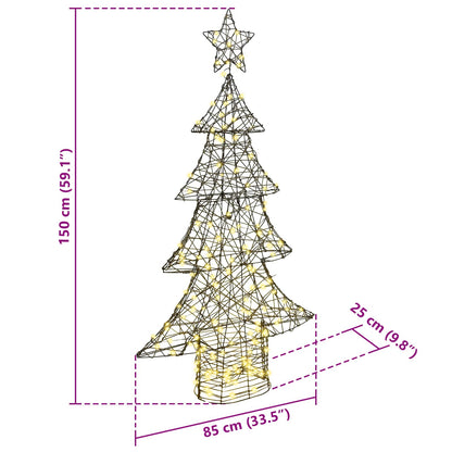 Kerstboom met 160 LED Warmwit 150 cm Rattan
