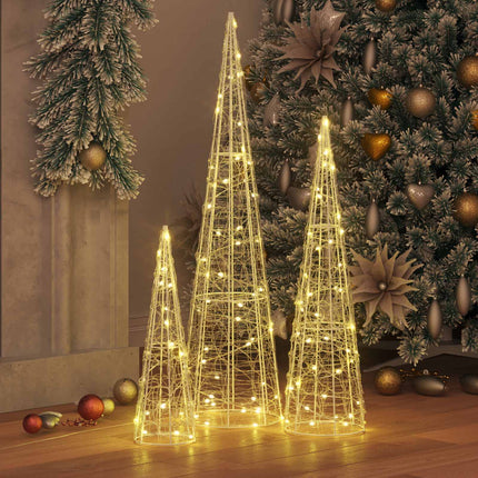 Kerstboom 3 St 90 Led's 20 X 20 X 80 Cm Acryl