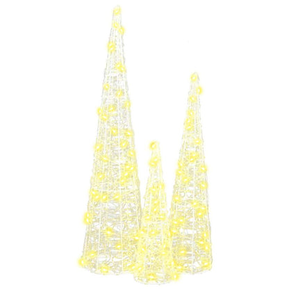 Kerstboom met 90 LED 3 pcs Warmwit 20 x 20 x 80 cm Acryl