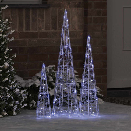 Kerstboom 3 St 90 Led's 20 X 20 X 80 Cm Acryl