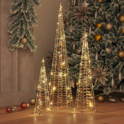 Kerstboom 3 St 90 Led's Warmwit 20 X 20 X 80 Cm Pet