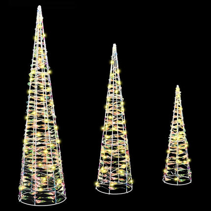 Kerstboom 3 St 90 Led's Warmwit 20 X 20 X 80 Cm Pet