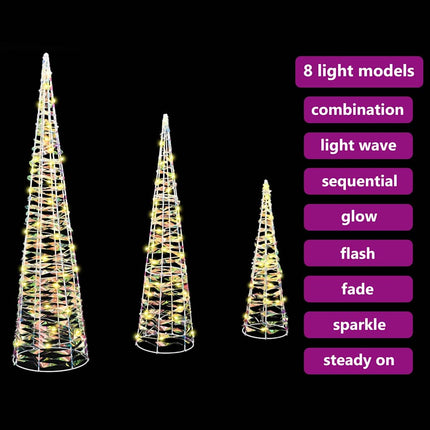 Kerstboom 3 St 90 Led's Warmwit 20 X 20 X 80 Cm Pet