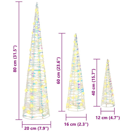 Kerstboom 3 St 90 Led's Warmwit 20 X 20 X 80 Cm Pet