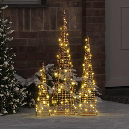 Kerstboom 3 St 90 Led's Warmwit 20 X 20 X 80 Cm Pet