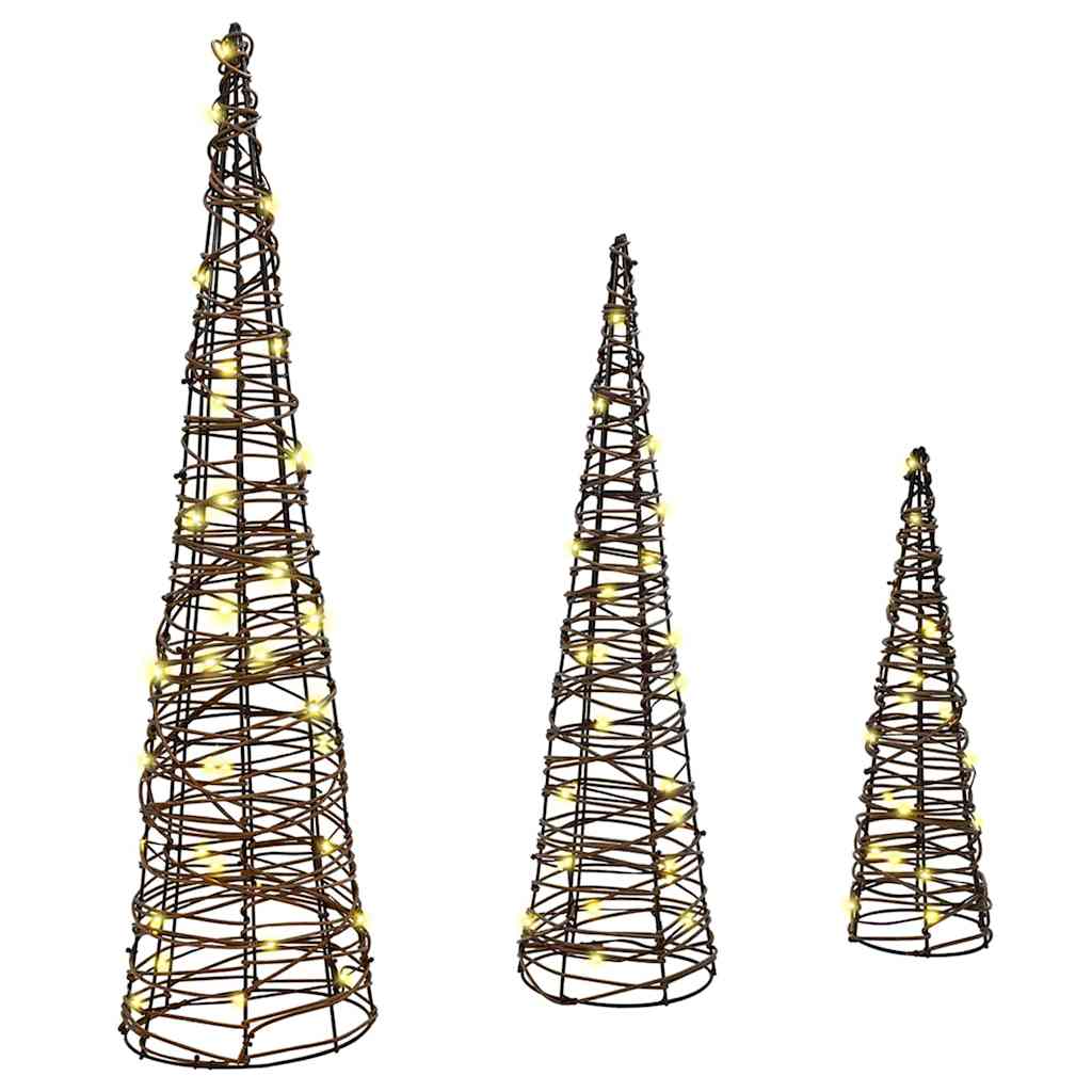 Kerstboom met 90 LED 3 pcs Warmwit 20 x 20 x 80 cm Rattan
