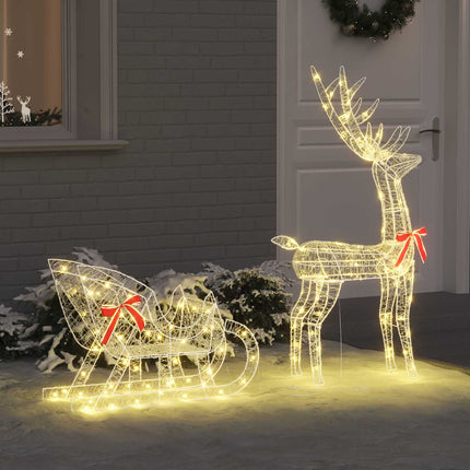 Rendier Trek Slede 70 X 24 X 128 Cm Acryl 200 Led's