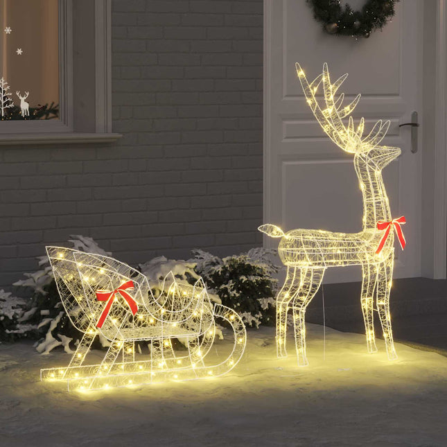 Rendier Trek Slede 70 X 24 X 128 Cm Acryl 200 Led's