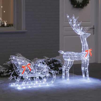 Rendier Trek Slede 70 X 24 X 128 Cm Acryl 200 Led's