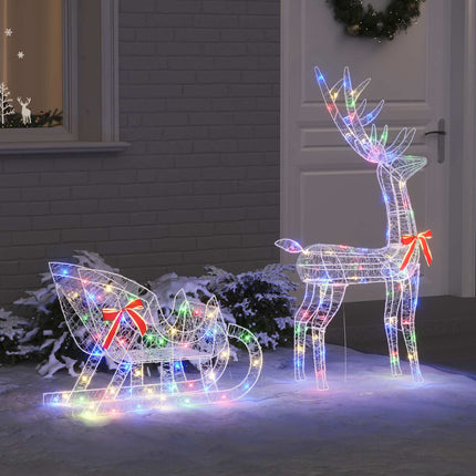 Rendier Trek Slede 70 X 24 X 128 Cm Acryl 200 Led's