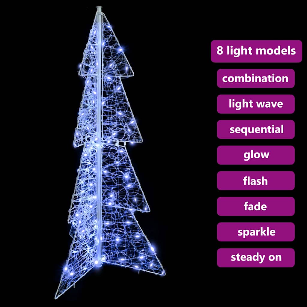 Kerstboom met 100 LED Koud Wit 120 cm Acryl